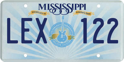 MS license plate LEX122