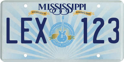 MS license plate LEX123