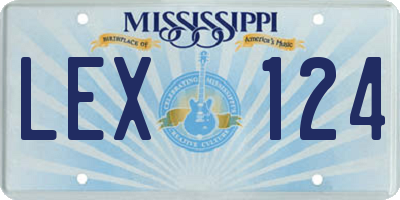 MS license plate LEX124