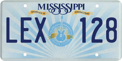MS license plate LEX128