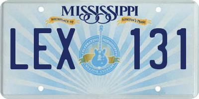 MS license plate LEX131