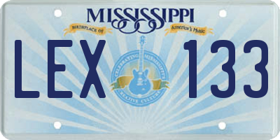MS license plate LEX133