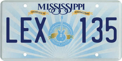 MS license plate LEX135