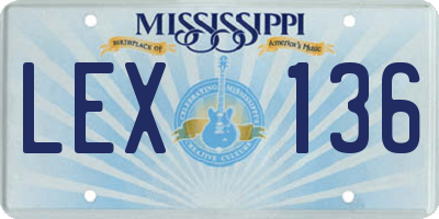 MS license plate LEX136