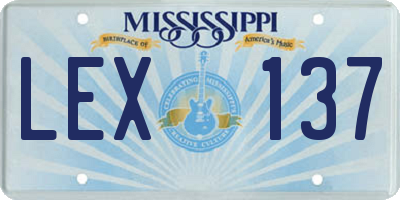 MS license plate LEX137