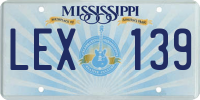 MS license plate LEX139