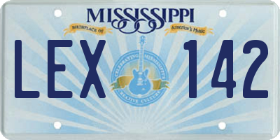 MS license plate LEX142