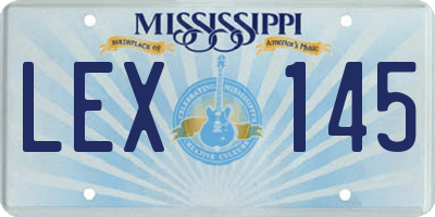 MS license plate LEX145