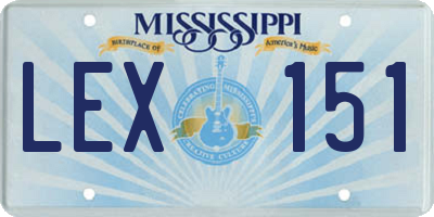 MS license plate LEX151