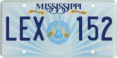 MS license plate LEX152
