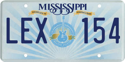 MS license plate LEX154