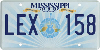 MS license plate LEX158