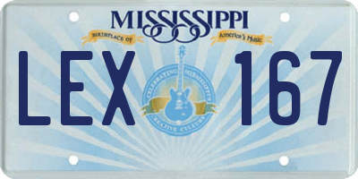 MS license plate LEX167