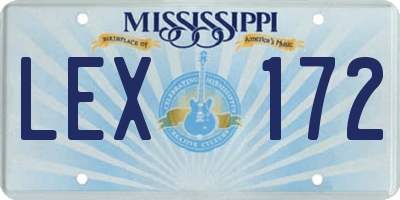 MS license plate LEX172