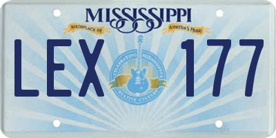MS license plate LEX177