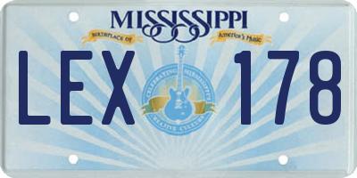 MS license plate LEX178
