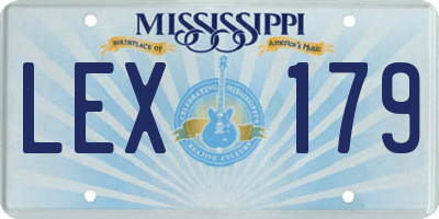 MS license plate LEX179