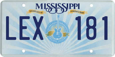 MS license plate LEX181