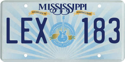 MS license plate LEX183