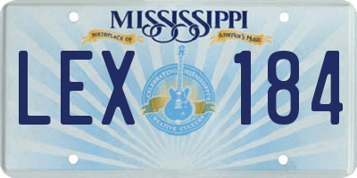 MS license plate LEX184