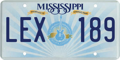 MS license plate LEX189