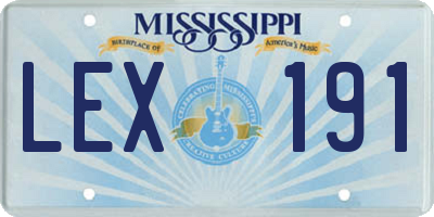 MS license plate LEX191