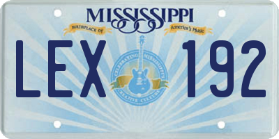 MS license plate LEX192
