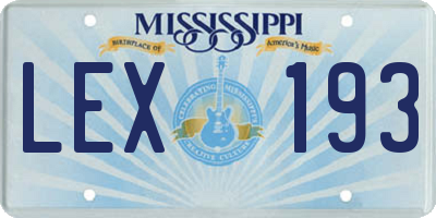 MS license plate LEX193