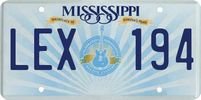 MS license plate LEX194
