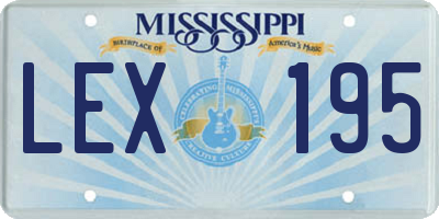 MS license plate LEX195