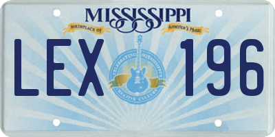 MS license plate LEX196