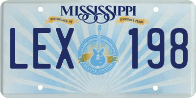 MS license plate LEX198