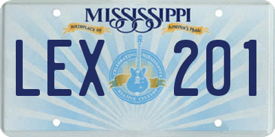 MS license plate LEX201