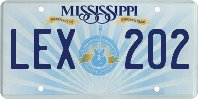 MS license plate LEX202