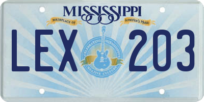 MS license plate LEX203