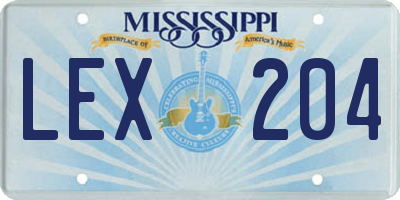 MS license plate LEX204