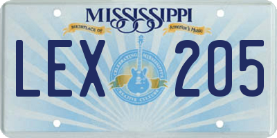 MS license plate LEX205