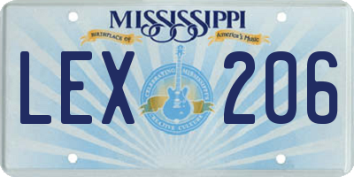 MS license plate LEX206