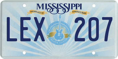 MS license plate LEX207