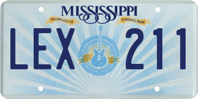 MS license plate LEX211