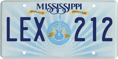 MS license plate LEX212