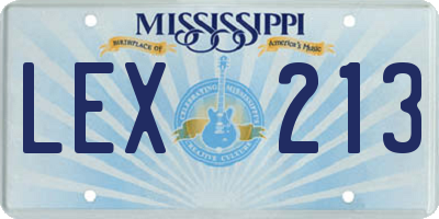 MS license plate LEX213