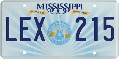 MS license plate LEX215