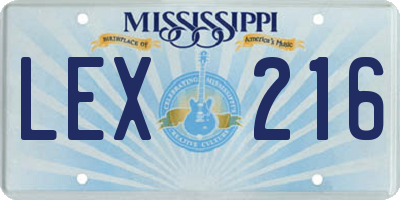 MS license plate LEX216