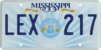 MS license plate LEX217