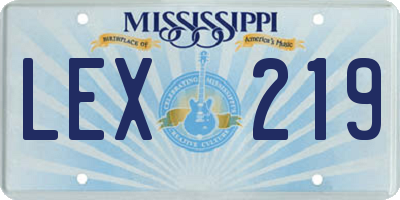 MS license plate LEX219