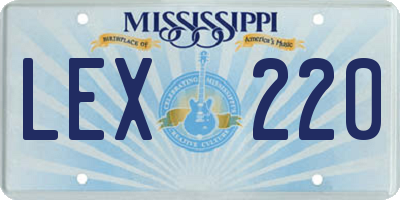 MS license plate LEX220