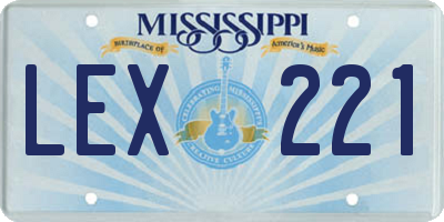MS license plate LEX221