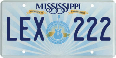 MS license plate LEX222