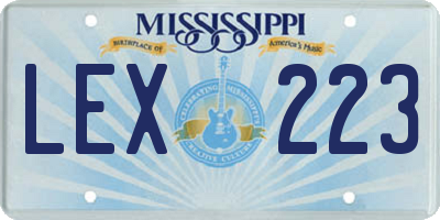 MS license plate LEX223